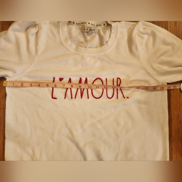 Rae Dunn Red L'Amour White Crewneck Sweater Shirt Women's Size Large - Picture 7 of 11